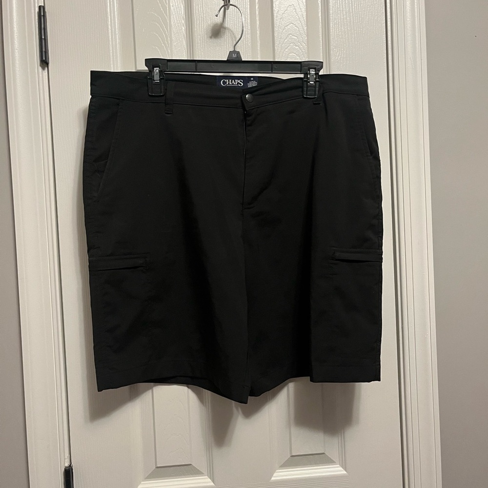 Chaps‎ Stretch Golf Flat Front Cargo Shorts Black 9" Inseam Men's Size 36 NWOT